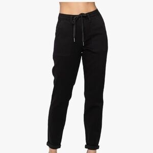 Judy Blue High Waist Jet Black Double Roll Cuff Jogger Jeans 7/28